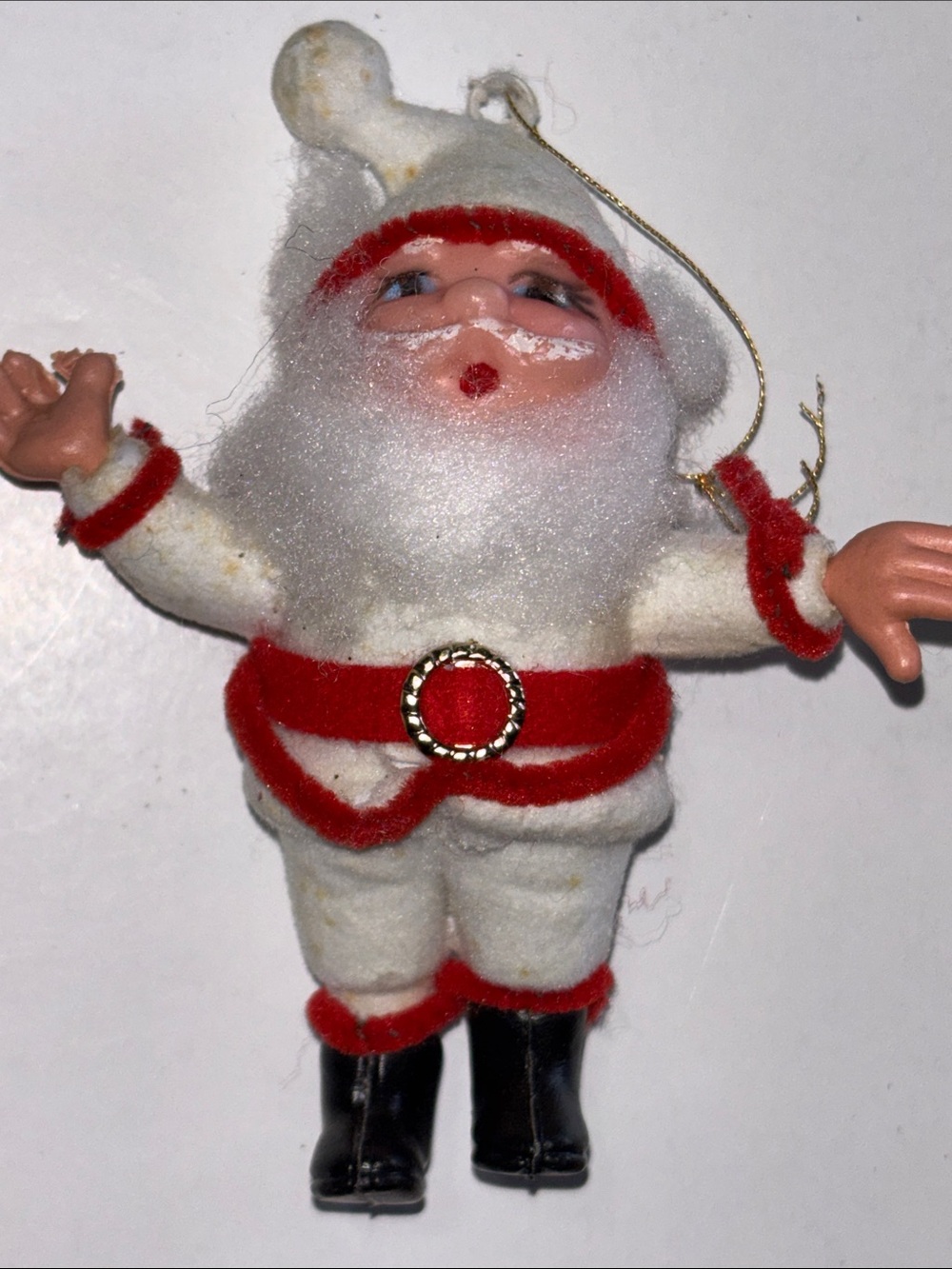 Vintage Christmas Flocked Santa Claus 8" dancing waving base plastic blow mold